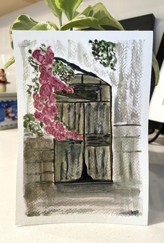 Watercolor Old French Door painting in Home Décor & Accents in Edmonton - Image 3