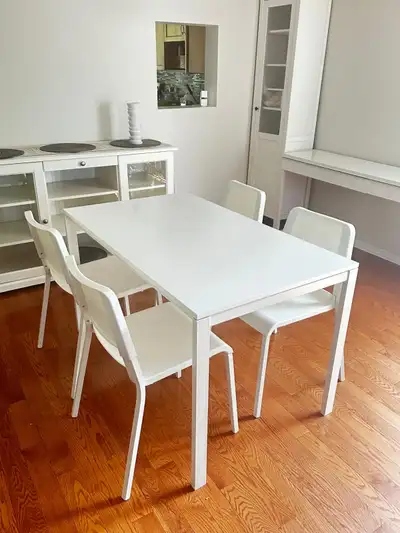 Dining Table with 4 Chairs - white IKEA, View more
