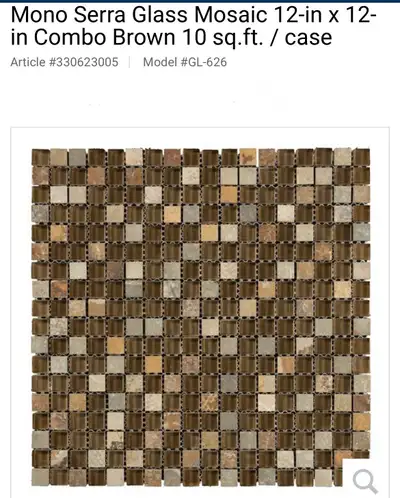 BEAUTIFUL NEW 12” x 12” MOSAIC BROWN COMBO TILES, View more