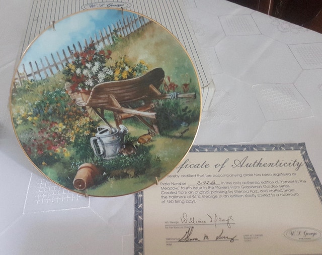 W. F. China Plates Flowers From Grandma's Garden Series Arts