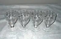 Four Vintage Cut Design Water Glasses Goblets