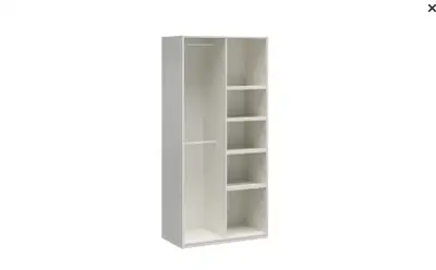 Garde-robe blanche avec tringle et étagères de rangement, View more
