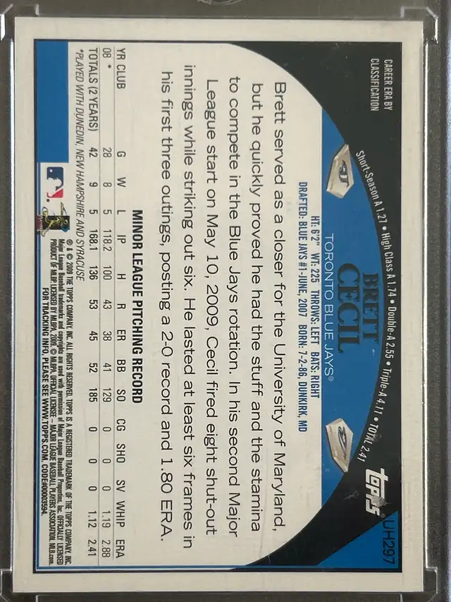 Brett Cecil Autograph Toronto Blue Jays Rookie Card  in Arts & Collectibles in Markham / York Region - Image 3