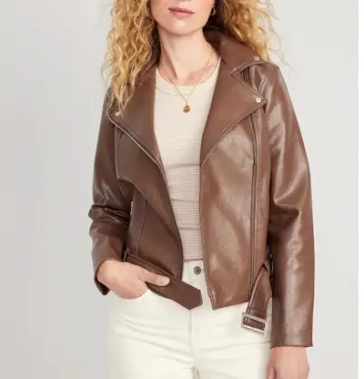 Old Navy faux leather belted jacket size XS, View more