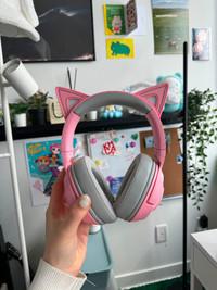 Pink Rose Quartz Razer Wireless Cat Headphones