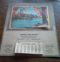 1951 Calendar Machel's Food Market, 324 Frederick St., Kitchener