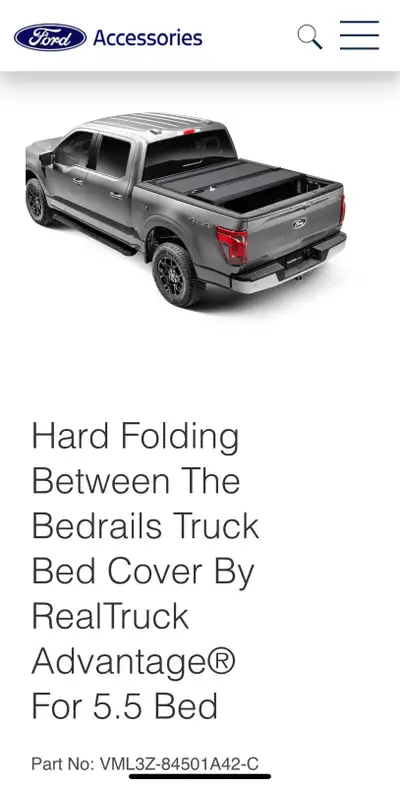 This is a used Ford F-150 hard folding truck bed cover, designed to fit a 5.5-foot bed. This cover i...