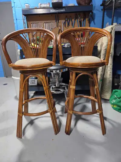 Rattan Swivel Bar Stools with backs, View more