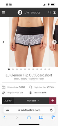 Lululemon Flip Out Board Short size 2 Black, Beachy Floral White