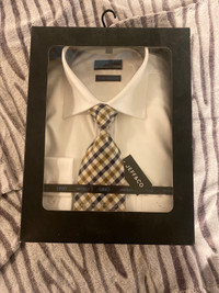 cotton mens dress shirt with pure silk tie new