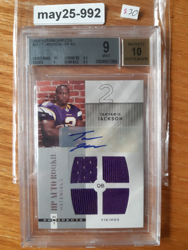 BGS Mint 9 Auto 10 2006 TARVARIS JACKSON HOT PROSPECTS RC ROOKIE in Arts & Collectibles in St. Catharines