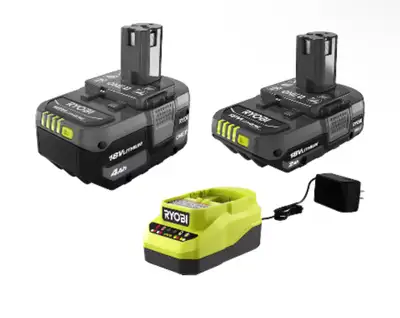 RYOBI 18V ONE+ Starter Ki with 2.0 Ah Battery, 4.0 Ah Battery, a, View more