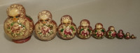 Vintage Hand Painted/Signed Russian Nesting Dolls - 10 Pieces