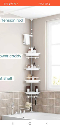 BRAND NEW IN BOX SHOWER CADDY ADJUSTABLE TENSION ROD
