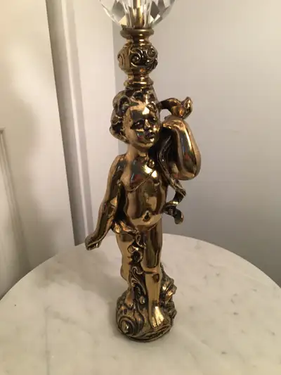 vintage Leviton cherub table lamps. 58” tall. ornate and heavy, View more
