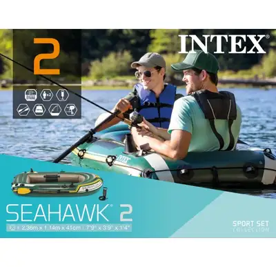 Intex Seahawk 2,Two person boat and upgraded Five Oceans oar with hook and pump.Do not have the orig...