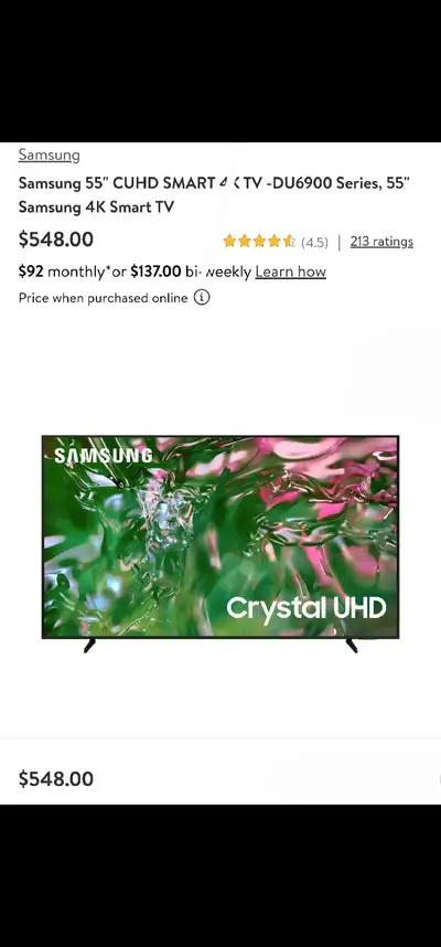 55" SAMSUNG (2024) 4K CRYSTAL UHD SMART TV $380!!!, View more