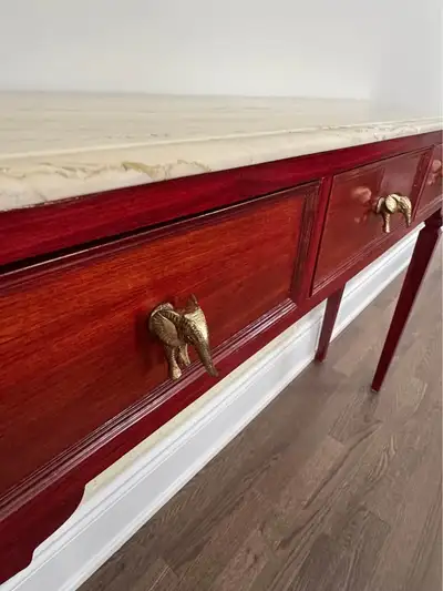 Elegant Solid Wood Console Table with Marble Top + Unique Elepha, View more