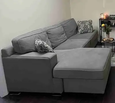 Grey L-shaped Pullout Couch, View more