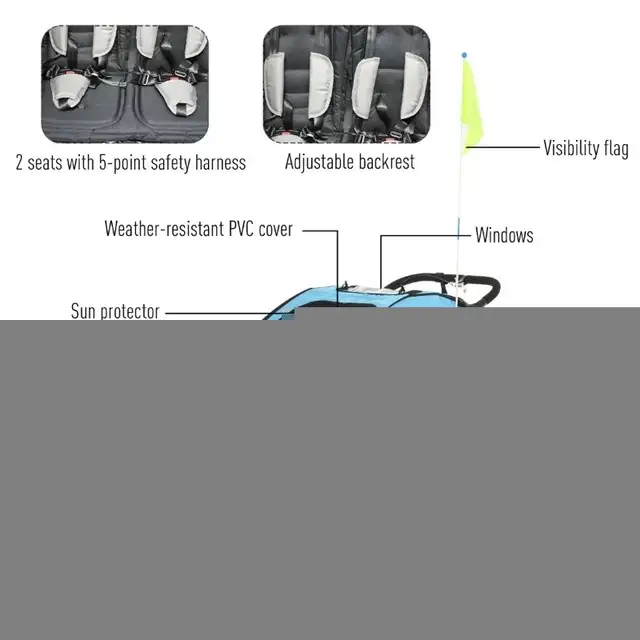 Child Bike Trailer 3 In1 Foldable Jogger 2-Seater in Strollers, Carriers & Car Seats in Markham / York Region - Image 6