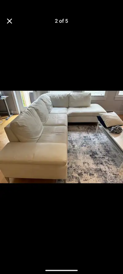 COUCH-CAN DELIVER-WHITE LEATHER SECTIONAL, View more