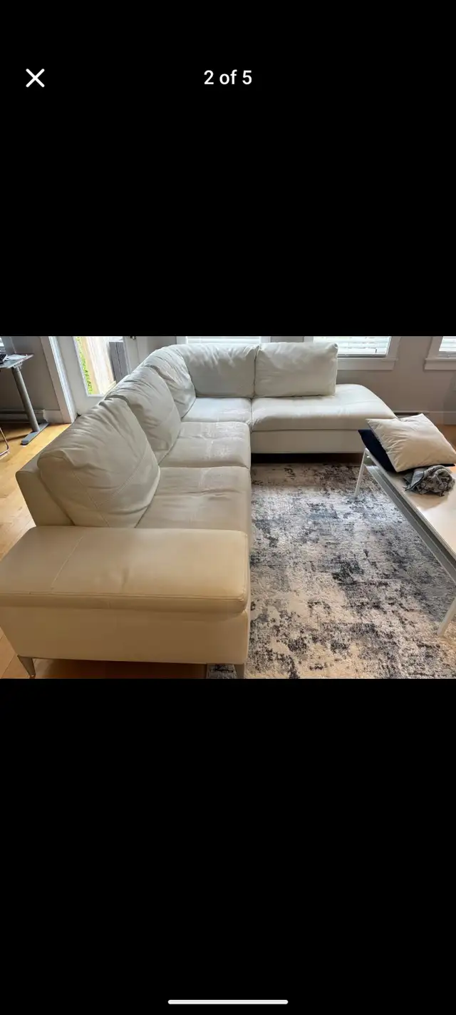 COUCH-CAN DELIVER-WHITE LEATHER SECTIONAL in Couches & Futons in City of Halifax - Image 2