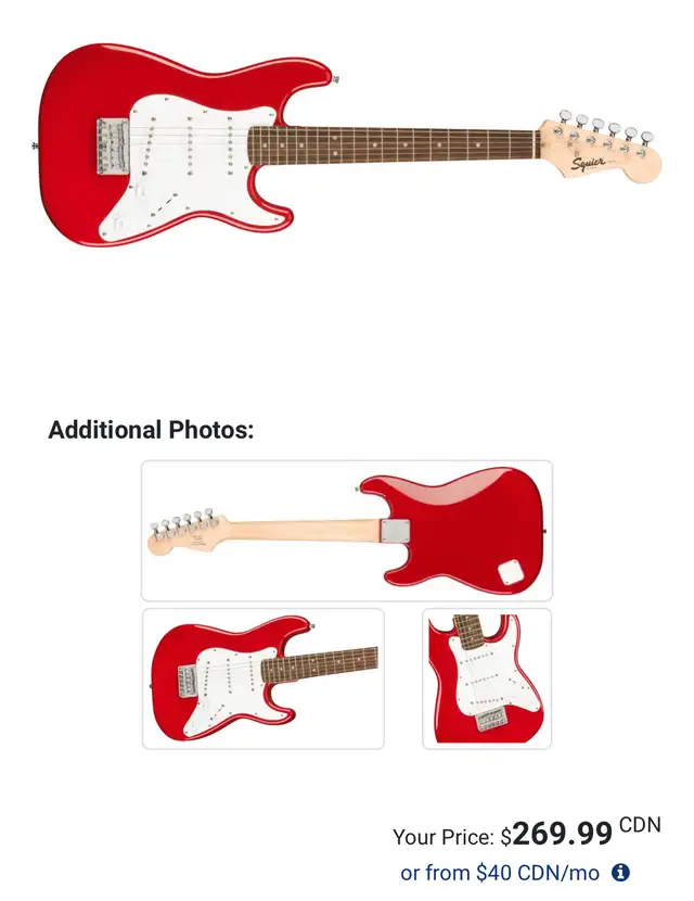 MINI Fender Squier guitar w/ soft shell case  in Guitars in Edmonton - Image 2