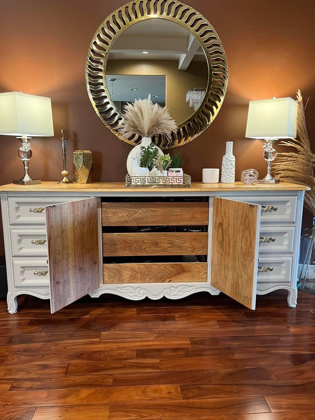 Refinished real wood French provincial style sideboard Hutches
