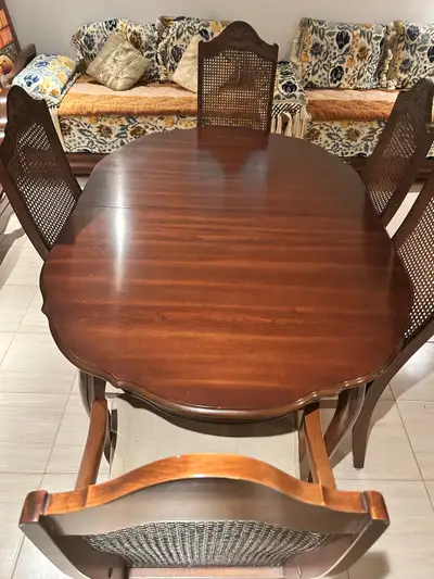 French Provincial Dining Table and 6 Cane-Back Chairs, View more