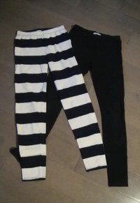 2X Girl's white and black Tights, Size 10-12