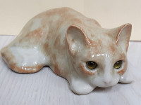 Glazed Ceramic Cat Sculpture Signed by Artist