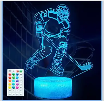 Hockey Night Light, Ice Hockey Gifts, Hockey 3D Lamp with Remote, View more