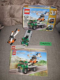 Complete Lego Creator 3 in 1 Chopper Transporter 31043 set