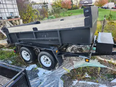 3 1/2 ton dump trailer for rent. Great for mulch, soil, landscape projects or dump runs. Contact for...
