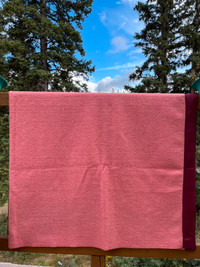 Vintage Pink and Burgundy Wool Blanket 90" by 74"
