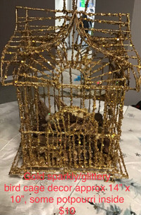 As new GOLD sparkly bird cage Christmas Decor see all pics