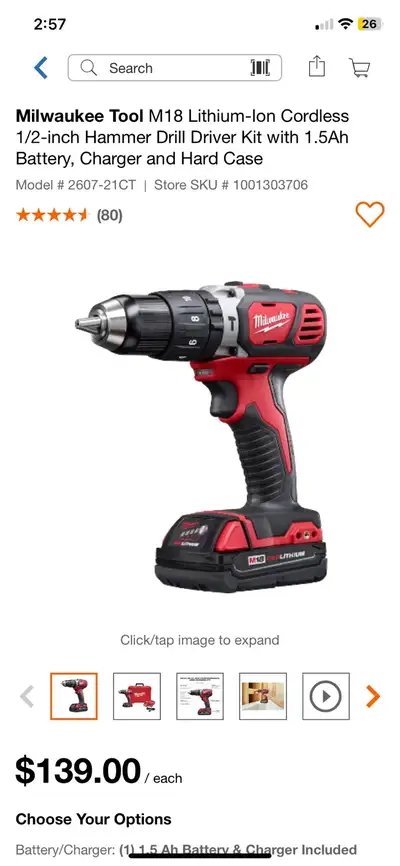 Milwaukee Tool M18  Cordless 1/2-inch Hammer Drill Dri, View more