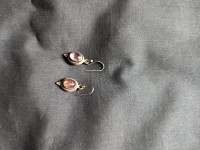 Antique 925 silver purple crystal earrings