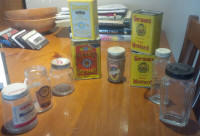 10 Older Mustard/Spice Jars/Tins, Get all 10 for $35