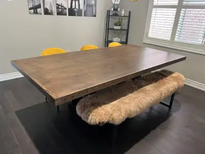 Real Wood Dining Table, Structube Bench & Ikea Glass Shelf, View more