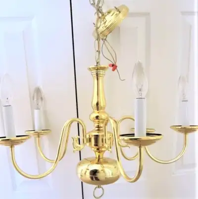 Americana Polished Solid Brass Five-Light Chandelier, View more