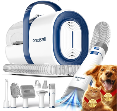 oneisall Dog Grooming Kit,Dog Hair Vacuum for Cat Pet Thick Coats,LM2 7 in 1 Grooming Tools, 99% Hai...