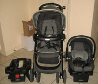 Graco Lightweight Comfy Cruiser Stroller and Car Seat w/ 2 Bases