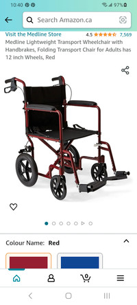 Medline Basic Aluminum Transport wheelchair.  Brand new