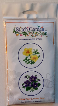 Stitch Garden - Counted Cross Stitch - Yellow & Violet Posy