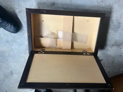 14.5in by 30 in (Fits between the studs) Stained wood