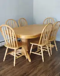 Large dining room table and 6 chairs 