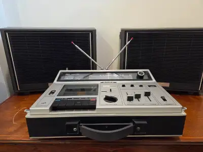 Sony CF-610 Stereo Console Cassette-Corder Portable with Speaker, View more