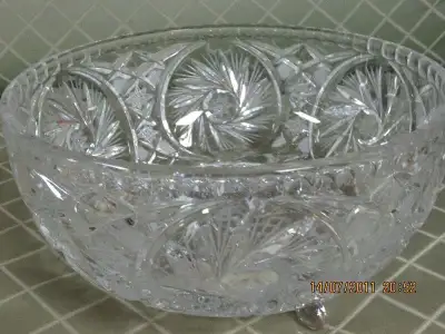 Pinwheel Crystal Footed Bowl, View more