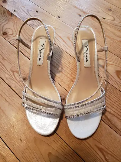 Sparkly, Strappy Silver Sandals, View more